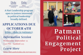 Patman Political Engagement Project Information Session, Wednesday September 25th